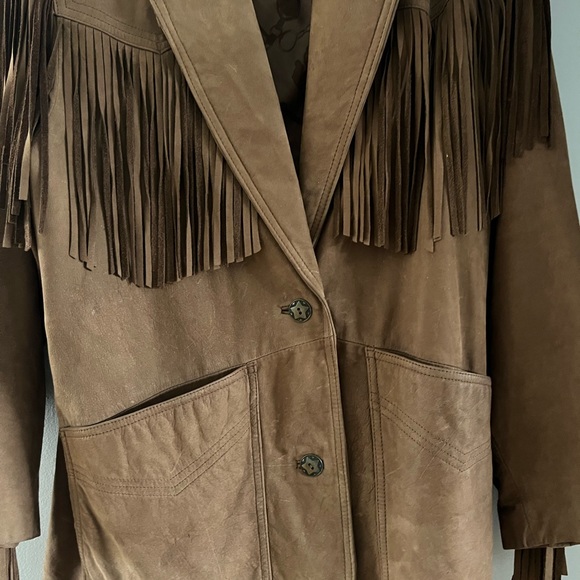 Brown Fringe Leather Jacket - Picture 6 of 11